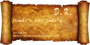 Domán Kálmán névjegykártya
